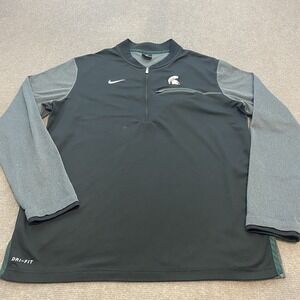 Michigan State Spartans Shirt Mens Large Black Gray NCAA Basketball Nike Dri Fit